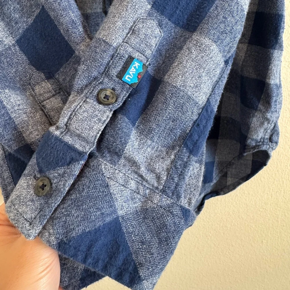KAVU Billie Jean Shirt Long Sleeve Flannel Button Down Shirt Top Size L - Picture 7 of 13